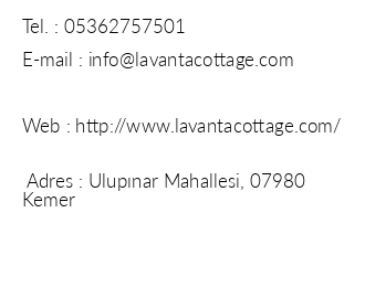 Lavanta Cottage iletiim bilgileri