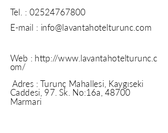 Lavanta Hotel Turun iletiim bilgileri