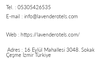 Lavender Otel iletiim bilgileri