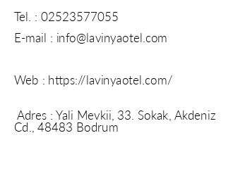 Lavinya Otel Gltrkbk iletiim bilgileri
