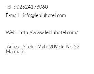Le Blu Hotel iletiim bilgileri