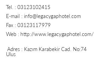 Legacy Gap Hotel iletiim bilgileri