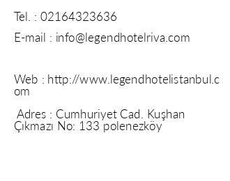 Legend Hotel Park iletiim bilgileri