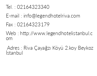 Legend Hotel Riva iletiim bilgileri
