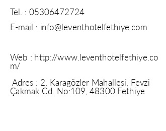 Levent Hotel Fethiye iletiim bilgileri