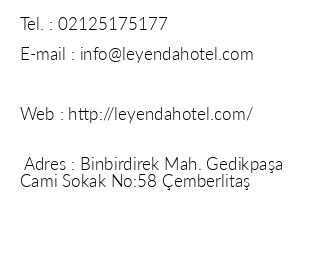 Leyenda Hotel iletiim bilgileri