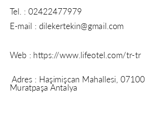 Life Hotel Antalya iletiim bilgileri