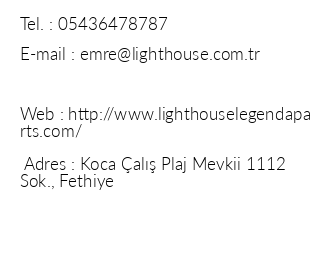 Lighthouse Legend Aparts Hotel iletiim bilgileri