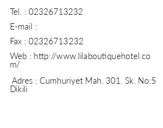 Lila Boutique Hotel iletiim bilgileri