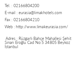 Limak Eurasia Luxury Hotel iletiim bilgileri