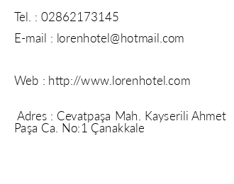 Loren Hotel iletiim bilgileri