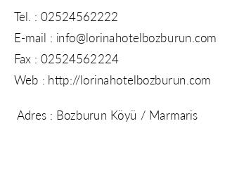 Lorina Hotel Bozburun iletiim bilgileri