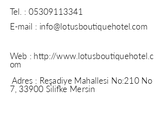 Lotus Boutique Hotel iletiim bilgileri