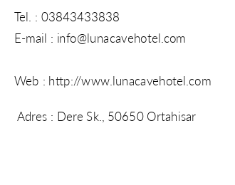 Luna Cave Hotel iletiim bilgileri