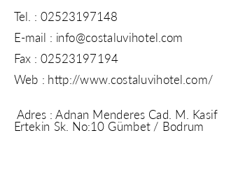 Costa Luvi Hotel iletiim bilgileri