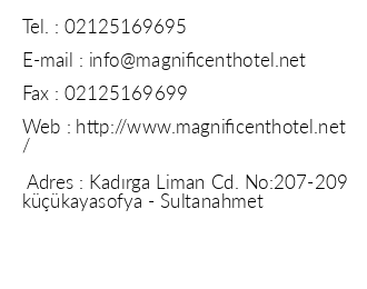 Magnificent Hotel iletiim bilgileri