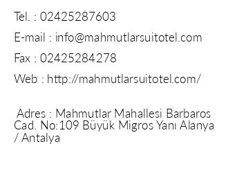 Mahmutlar Suit Otel iletiim bilgileri