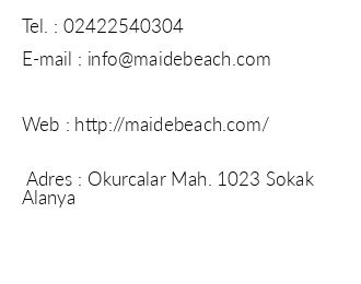 Maide Beach Hotel iletiim bilgileri