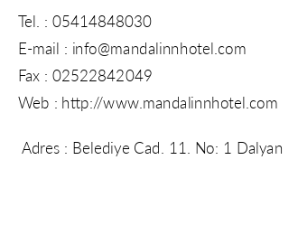 Mandalinn Hotel iletiim bilgileri