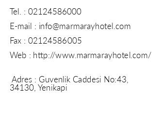 Marmaray Hotel iletiim bilgileri
