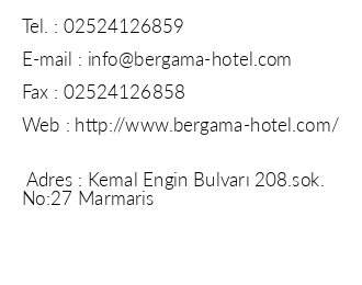 Marmaris Bergama Hotel iletiim bilgileri