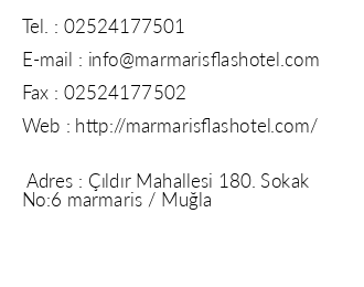 Marmaris Flash Hotel iletiim bilgileri