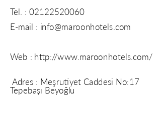 Maroon Hotel Pera iletiim bilgileri