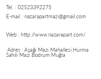 Maz Nazar Apart Camping iletiim bilgileri