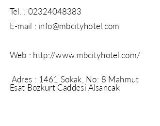 Mb City Hotel iletiim bilgileri