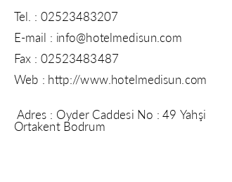 Medisun Hotel iletiim bilgileri