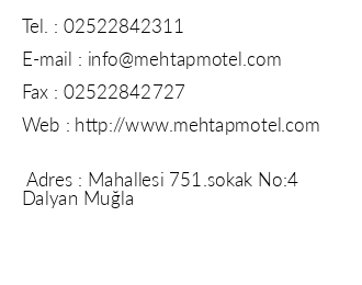 Mehtap Hotel iletiim bilgileri