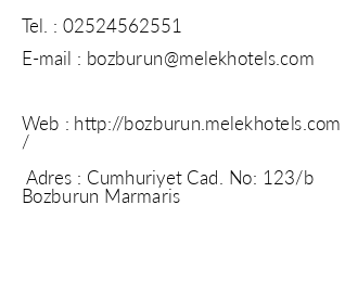 Melek Hotels Bozburun iletiim bilgileri