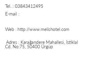 Melis Cave Hotel iletiim bilgileri