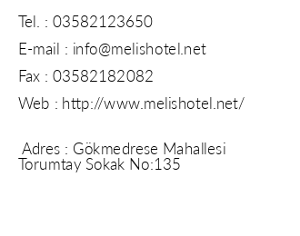 Melis Hotel Amasya iletiim bilgileri