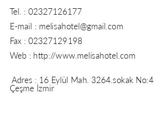 Melisa Hotel iletiim bilgileri
