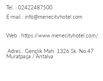 Mene City Hotel iletiim bilgileri