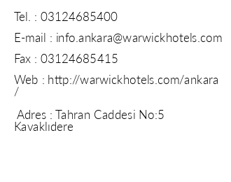 Warwick Ankara iletiim bilgileri