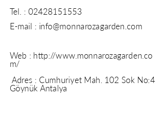 Monna Roza Garden Resort Hotel iletiim bilgileri