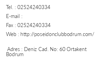 Poseidon Club Bodrum iletiim bilgileri