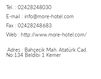 More Hotel Beldibi iletiim bilgileri