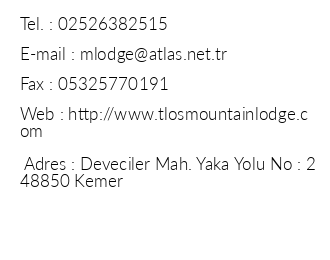 Mountain Lodge iletiim bilgileri