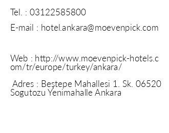 Mvenpick Hotel Ankara iletiim bilgileri
