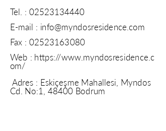 Myndos Residence iletiim bilgileri