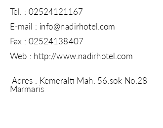 Nadir Hotel & Pansiyon iletiim bilgileri