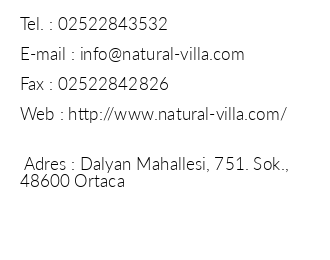 Natural Villa iletiim bilgileri