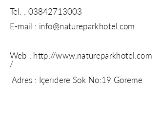 Nature Park Cave Hotel iletiim bilgileri