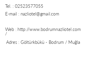 Bodrum Nazl Hotel iletiim bilgileri