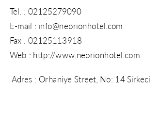 Neorion Hotel iletiim bilgileri