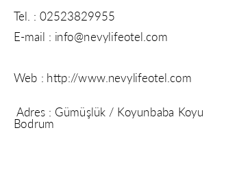 Nevy Life Hotel iletiim bilgileri