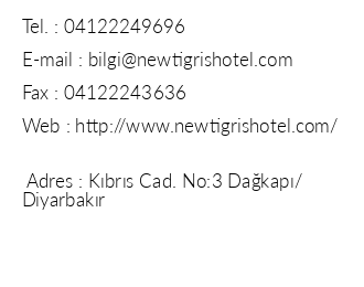 New Tigris Otel iletiim bilgileri